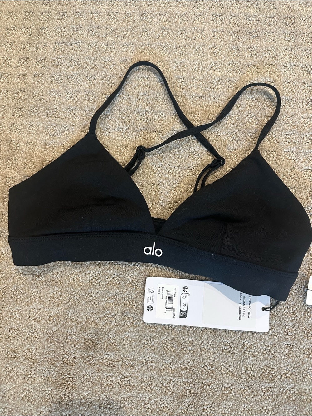 ALO Yoga Black Seamless Strappy Triangle Bralette